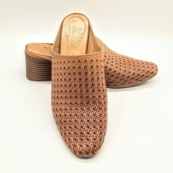 Spring Step Arlyse Tan Leather Mules Size 41 - Picture 1 of 9
